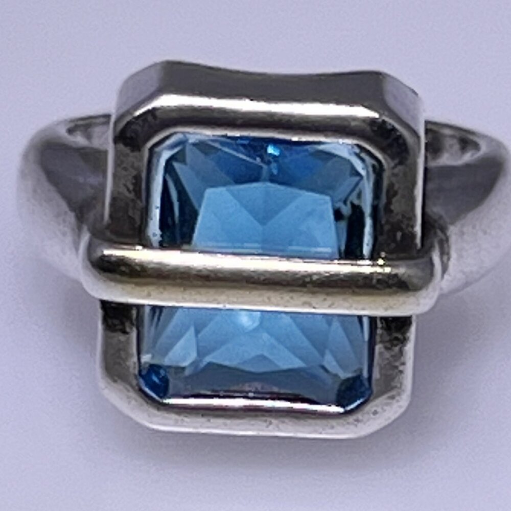 Fun sterling silver ring, rich blue stone, adjustable size
